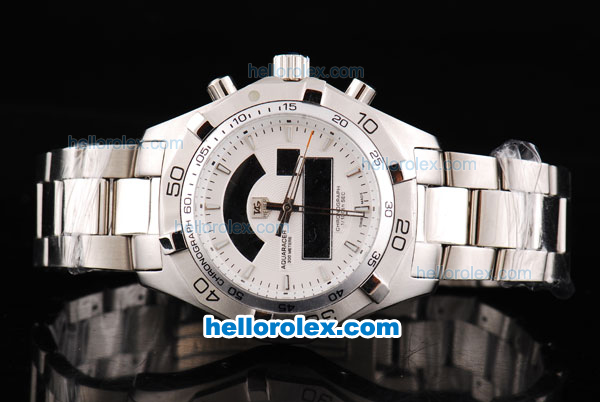 Tag Heuer Aquaracer Quartz Movement Silver Case with White Dial and SS Strap - Click Image to Close